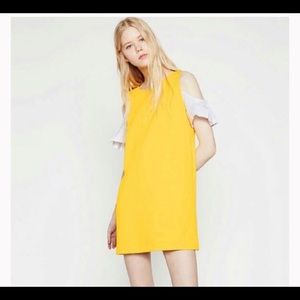Zara Yellow Dress With White Sleeve Off Shoulder